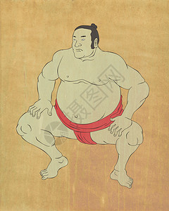以卡通风格完成的日本相扑选手的插图图片