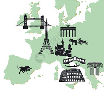 Europakartemiteuropaischenwahrzeichen图片