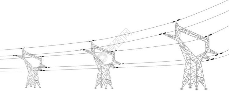 电力线和电塔的矢量剪影图片
