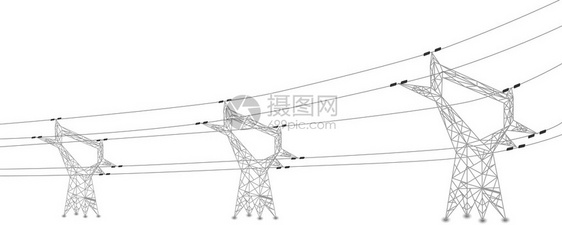 电力线和电塔的矢量剪影图片
