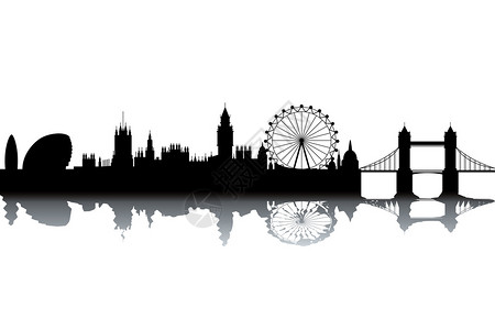 伦敦天际线黑白插图图片