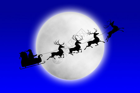 圣诞老人和他的驯鹿夜间图片