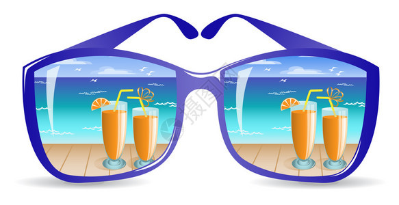 沙滩上有两杯橙子饮料的眼镜在太阳图片