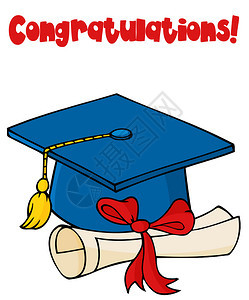 蓝色毕业帽和流苏祝贺背景图片
