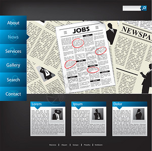 新闻有业务内容的求职网站模板设计图片