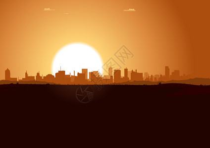 日出中夏日城市景观的插图图片