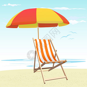 沙滩椅和雨伞矢量图片