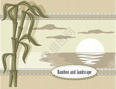 竹和风景与框架图片