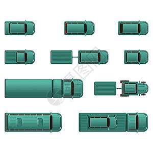 顶视图不同的汽车集图片