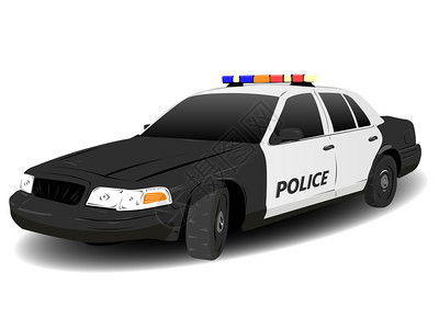 黑色和白色警察小队汽车插图白上背景图片