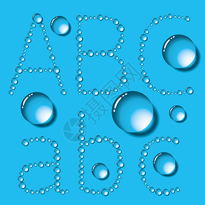 向量组的水滴在蓝色背景上的字母图片