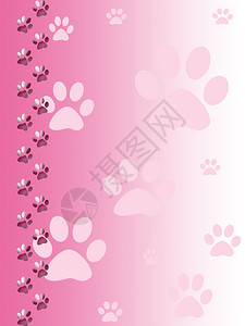 粉红色背景上的动物爪印插图图片