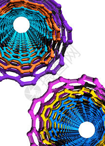 向下查看两个开端碳末纳米管的长度孤背景图片