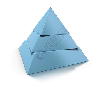 3d金字塔三层在白色背景上有闪图片素材