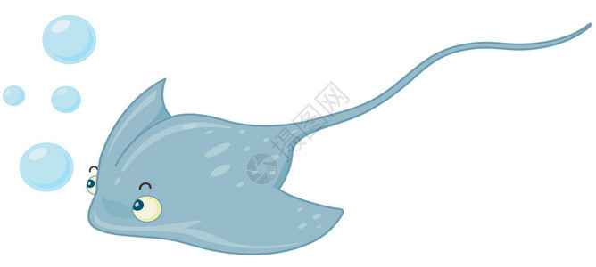 蓝色黄貂鱼游泳的illustratiion图片