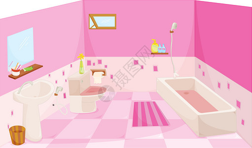 设备齐全的浴室插图图片