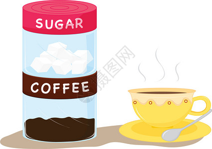 黑咖啡加糖的插图图片