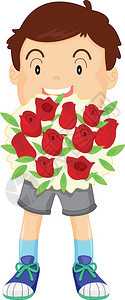 男孩与玫瑰的插图图片