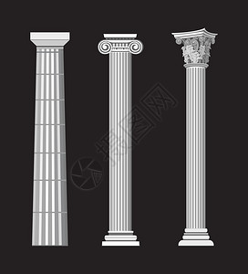 黑色背景上的古希腊柱插图图片