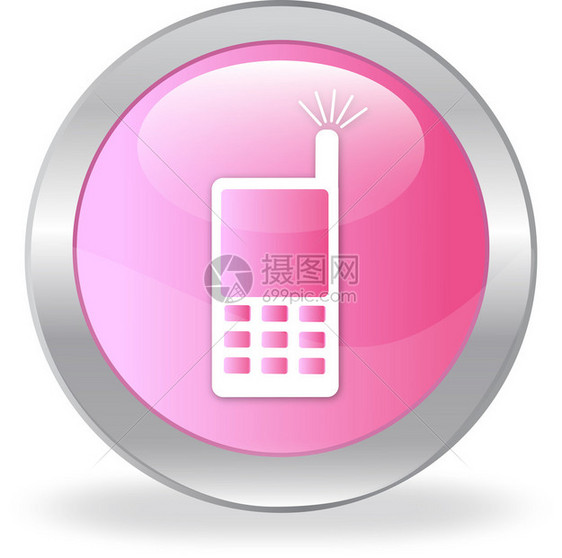 粉红色按钮绘制移动电话图画插图Na图片