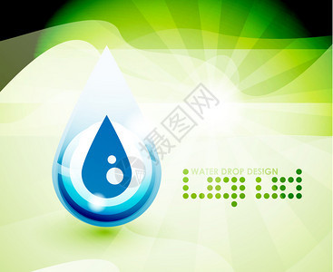 蓝色水滴和绿色环境的绿色抽象概念绿图片