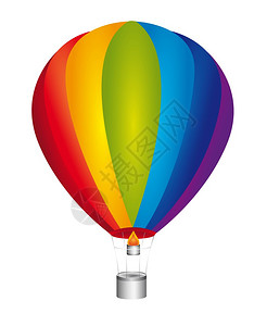 热气球隔离在白色背景彩虹矢量图片