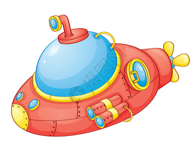一艘红色潜艇的插图图片
