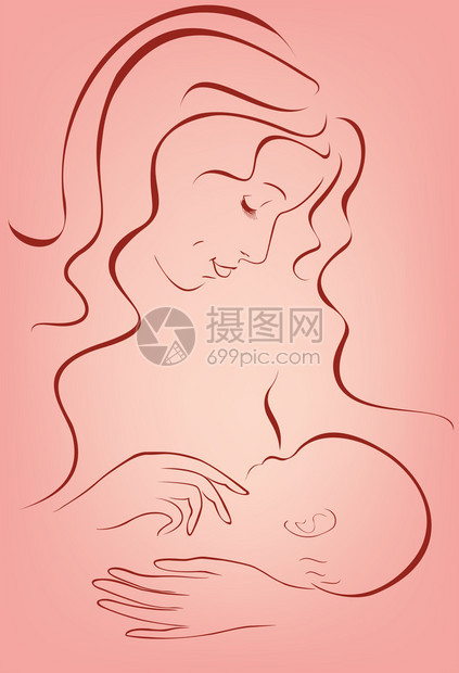 年轻美丽的妇女哺乳新生婴儿时图片