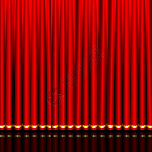 舞台上有光泽的丝绸红色幕布插图背景图片