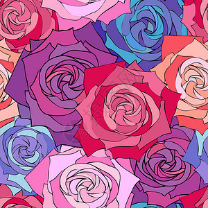 无缝玫瑰模式的矢量插图Fl图片