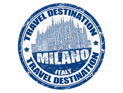 装有文本旅行目的地Grunge橡胶图章Milano在里图片