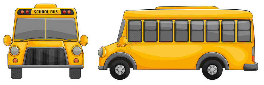 白色背景的校车插图以白图片