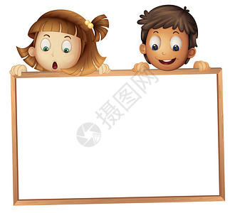 一个孩子在白色背景上展示板的插图图片
