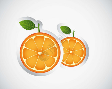 灰色背景上的橙色水果贴纸图片