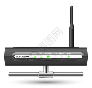 有网络连接的无线ADSL路由器图标矢图片