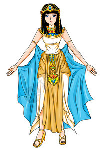 埃及公主的卡通风格插图背景图片