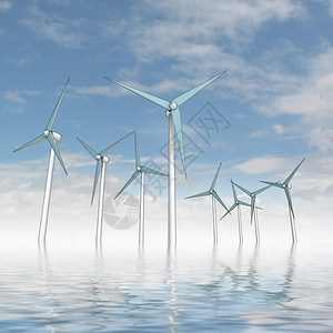 海洋风能动力概念反映水和灰图片