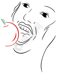 吃苹果的人插图图片