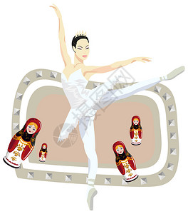 以俄罗斯芭蕾舞和俄罗斯洋娃绘制框架图图片
