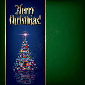 圣诞用树和蓝色的装饰图片