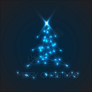 来自数字电子蓝光和线条的矢量圣诞树图片