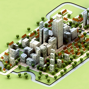 新的可持续城市概念发展图解视角的风景显示为插图图片