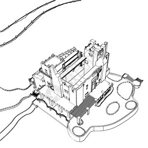 雕刻风格的城堡建筑草图片