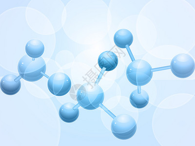 蓝色背景上的3d分子图片