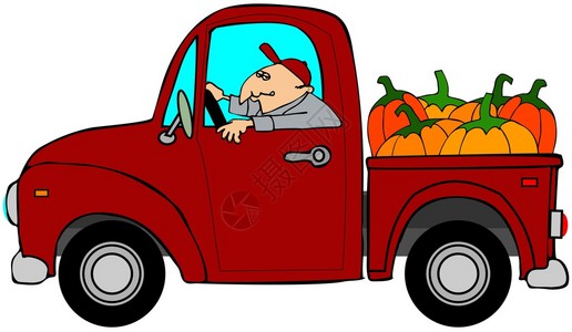 这个插图描述一个男人驾驶一辆装满背景图片