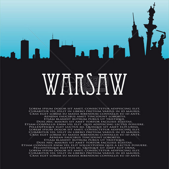 带有华沙和全景符号的矢量背景图片