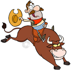 牛仔快乐骑着公牛在罗图片