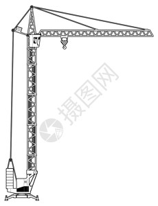 起重机的矢量黑白插图图片