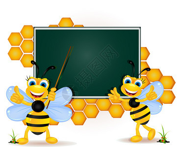 带空白板的快乐蜜蜂图片