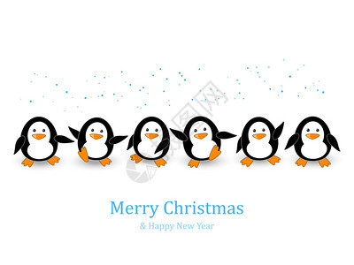 带有可爱企鹅的圣诞贺卡图片